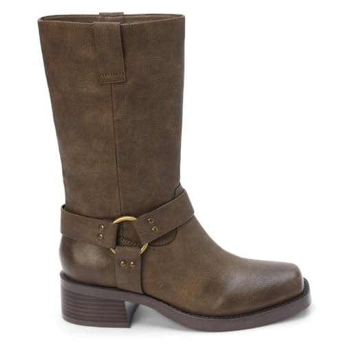 Coconuts by Matisse Womens Autumn Harness Pull On Motorcycle Casual Boots Mid Calf Low Heel 1-2