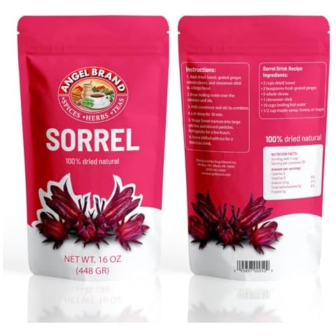 Angel Brand Sorrel leaves 1 Lbs Pouch - Discover Rich Flavor and Aroma of Healthful Delights with Hibiscus Flowers leaf, Crafting Flavorful, Refreshing, and Nutritious Beverages to Elevate Health Cover