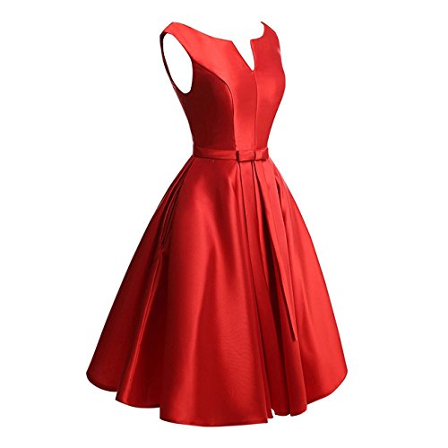 Women's V-Neck Lace Up A-Line Knee Length Homecoming Evening Dress2