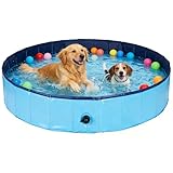 Rinling Hundepool, 160X30cm Hundeplanschbecken Faltbare Hundebadewanne rutschfest Swimmingpool (Blau XL)