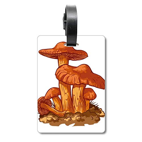 Étiquette valise champignon orange pour bagage voyage