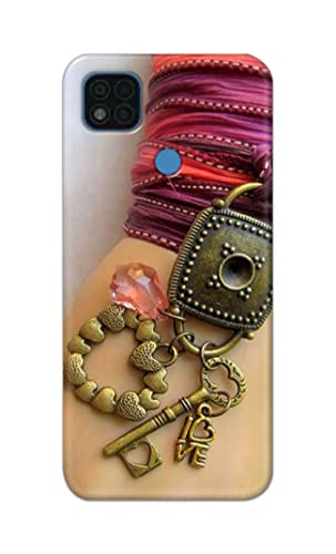Image of Girl Hand with Keychain Hard Back Case Cover for Poco C31, Redmi 9C, Redmi 9 Activ, Redmi 9 Back Cover -(J5) VNS2228