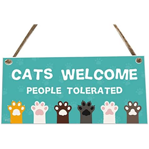 the sticker studio ltd Cats Welcome People Tolerated Quote House Novelty Wooden Plaque Sign Gift fcp82 Cover