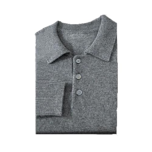 Men Classic Buttons Lapel Cashmere Blend Sweater Fall Winter Long Sleeve Casual Warm Pullover Jumper