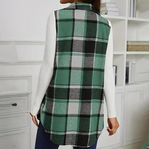 Womens Fall Vest Casual Plaid Shacket Jacket Sleeveless Button Down Shirts Oversized Buffalo Plaid Vest Fall Fashion4