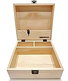 Swag Gear Wooden Keepsake Box with Lock and Storage Compartments Locking Wood boxes for Keepsakes Jewelry Knick Knacks Art Supplies (Natural)