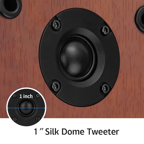 Image of 40W*2 Passive Bookshelf Speakers for Record Players and Home Theater Systems, Midrange and High-Frequency Stereo Speakers, Indoor Rear Surround Speakers, Requires a Receiver or Amplifier, (Brown)