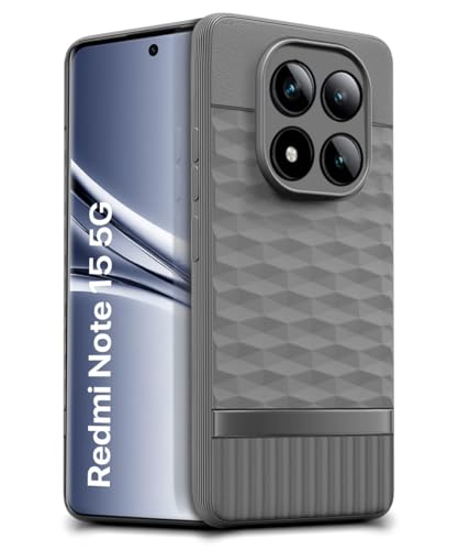 Image of WOW IMAGINE Back Cover for Mi Redmi Note 15 5G 2025 | Poco M8 5G with Hexa Cube Design | Slim Soft Rubberised Case | Inner Velvet Fabric | Silicone Flexible Mobile Case | Camera Protection - Grey