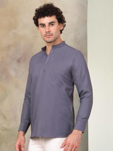 Image of Jompers Men's Cotton Regular Fit Solid Short Kurta