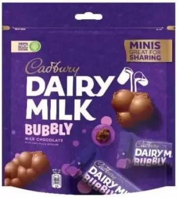 Cadburys Dairy Milk Bubbly Same Smooth Flavor Milk Chocolate With the Added Twist of Bubbles Individually Wrapped 168g (Imported)
