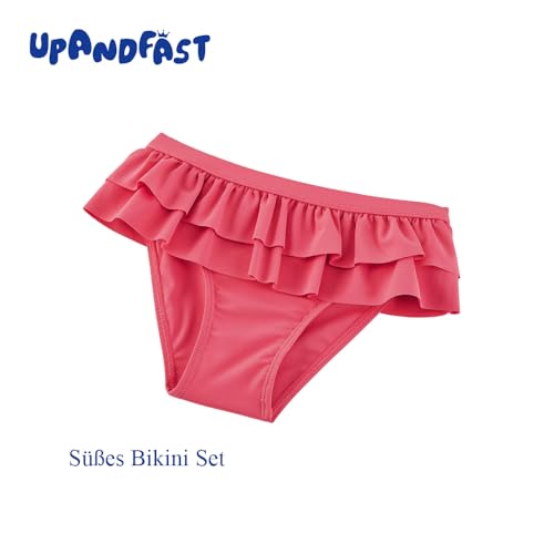 upandfast Baby/Mädchen Rashguard-Set UPF 50+ Badeanzug Mädchen Langarm Bademode(4 Jahre,Blau Blume)