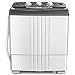 COSTWAY Portable Washing Machine, Twin Tub 20Lbs Capacity, Compact Laundry Washer(12Lbs) and Spinner(8Lbs), Durable Design for Apartment Dorm RV, Grey+White