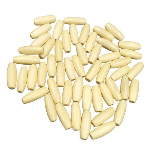 SNAPPSY 2x50pcs Wood Oval Tube Loose Spacer Charm Beads DIY Findings 8x23mm Cream-picture-2