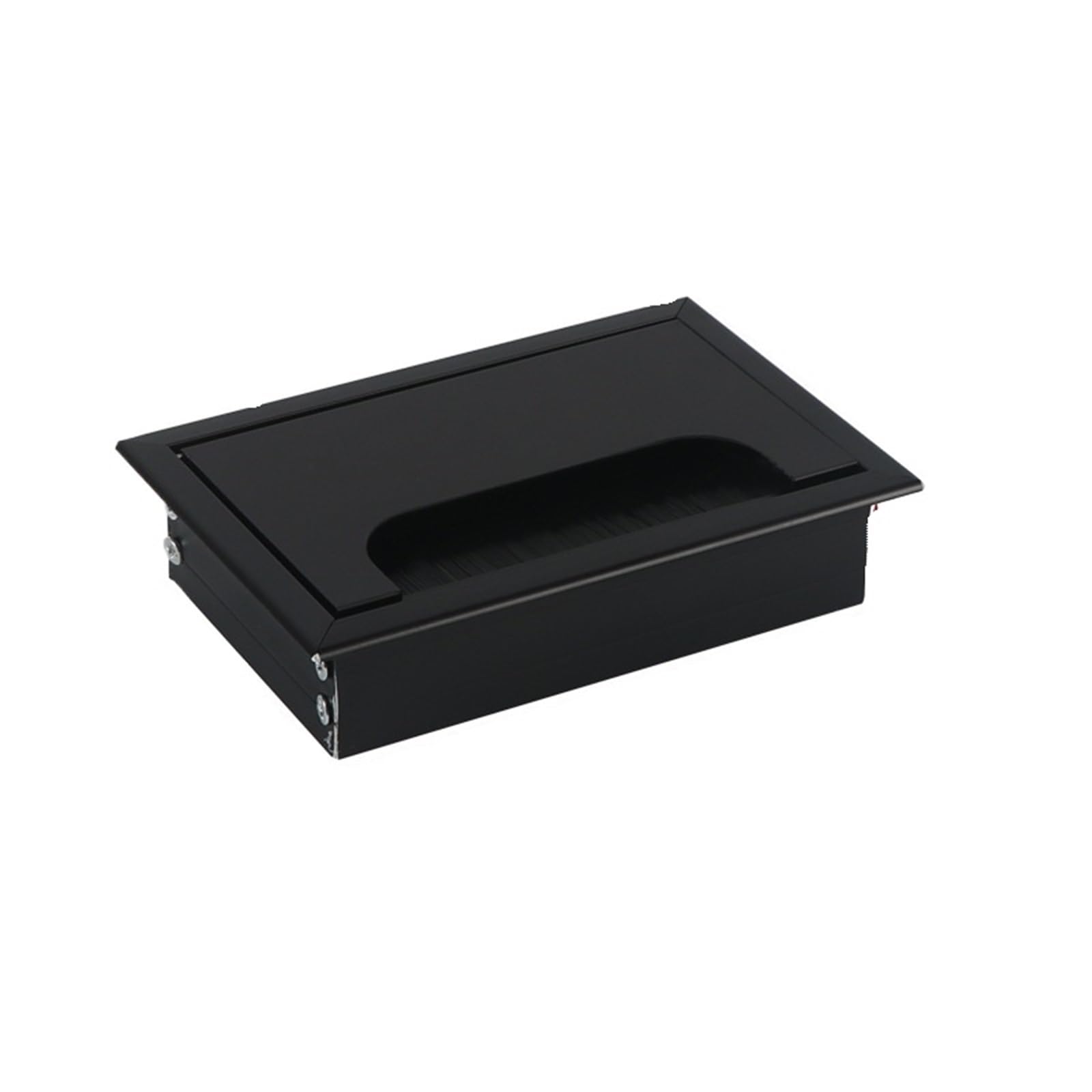 Ghhzml Black 80X120mm Cable Hole Cover 1Pcs Desk Cable Hole Cover Black Aluminum Alloy Box With Bristle Brush Computer Desktop Rectangular(Black 80X120mm)