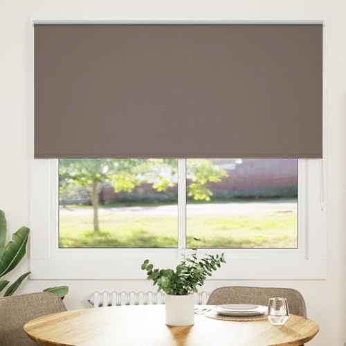 Estor opaco enrollable marrón café 145 x 150 cm, poliéster, taladrar o sin montaje Klemmfix, para ventanas, eficaz protección visual y térmica