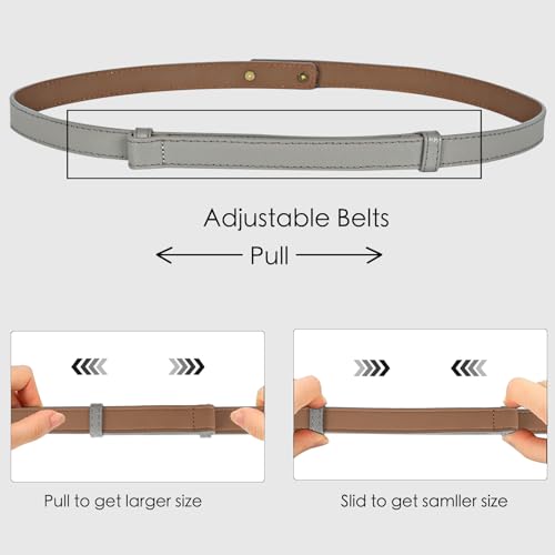 Image of Women's Fashion Classic Metal Buckle Leather Belt with Jeans Dress