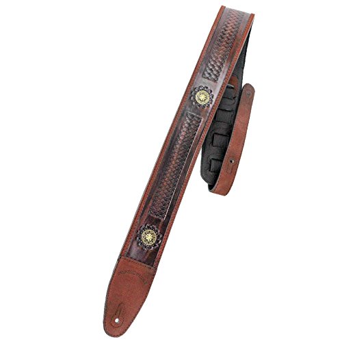 Walker & Williams Ge-106 antique Noyer estampée Sangle rembourrée avec Laiton Conchos - Les Beatles, Paul McCartney, John Lennon, RIngo Starr, George Harrison Walker & Williams Ge-106 antique Noyer estampée Sangle rembourrée avec Laiton Conchos – Image 3
