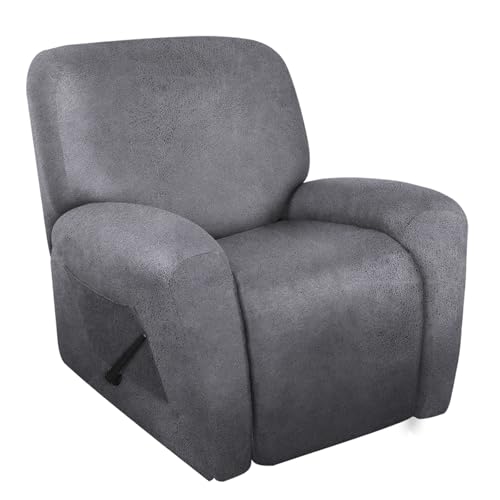 Image of ANARACHON Leather Look Oversize Recliner Chair Covers, Thick 4 Pieces Recliner Covers for Recliner Chair, Leather Cover for Recliner Slipcovers for Pets Kids(X-Large, Light Grey)