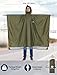 ANYOO Hooded Rain Poncho for Adults Waterproof Lightweight Rain Coats for Men Women Reusable Rain Jacket for Emergency Camping Outdoor Activities(Army Green) One Size