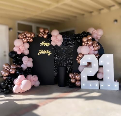 Image of 152Pcs Black and Pink Balloons Garland Arch Kit - 18 12 10 5 inch Different Size Pink Black Balloons for Birthday Anniversary Bachelorette Bridal Shower Baby Shower Prom Party Decorations