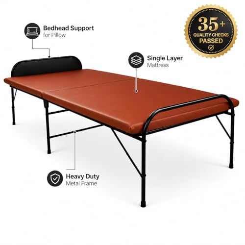 Image of Nattnak Folding Bed with Mattress Heavy Duty Foldable Cot Bed for Adults, Portable Metal Single Bed with Strong Frame for Guest Room Home Use (2.5ft x 6ft)