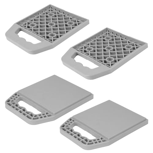 DBREAKS 4 Stück Wohnwagen Stützplatten 23x17x2cm, Unterlegplatten Wohnwagen, Stützplatten Stapelbar mit Griff, Wagenheber-Pads Stabilisator Stützplatten, Jack Pads Unterlegplatten für Wagenheber Grau