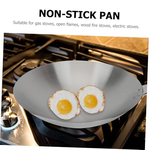 Wok de acero inoxidable con mango único 12 pulgadas miniatura 3