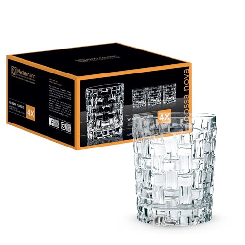 Nachtmann Whisky Gläser, 4-teiliges Set, 330 ml, Bossa Nova, 92076, Whiskygläser aus Kristallglas, Tumbler spülmaschinenfest