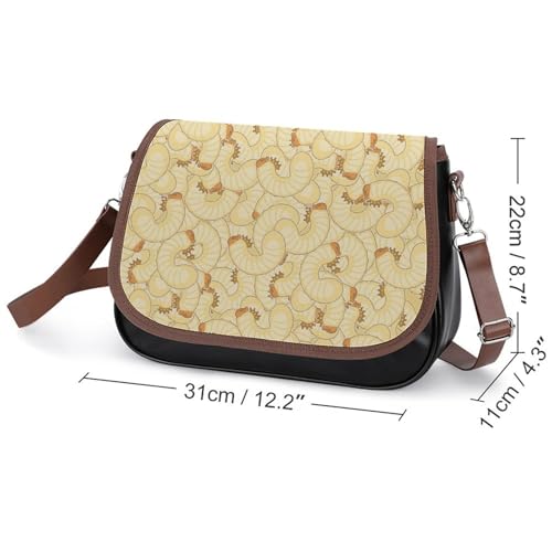 Maggot Beetle Larva Crossbody Bag Anti-Theft Side Shoulder Bags Adjustable Leather Messenger Bag Unisex2