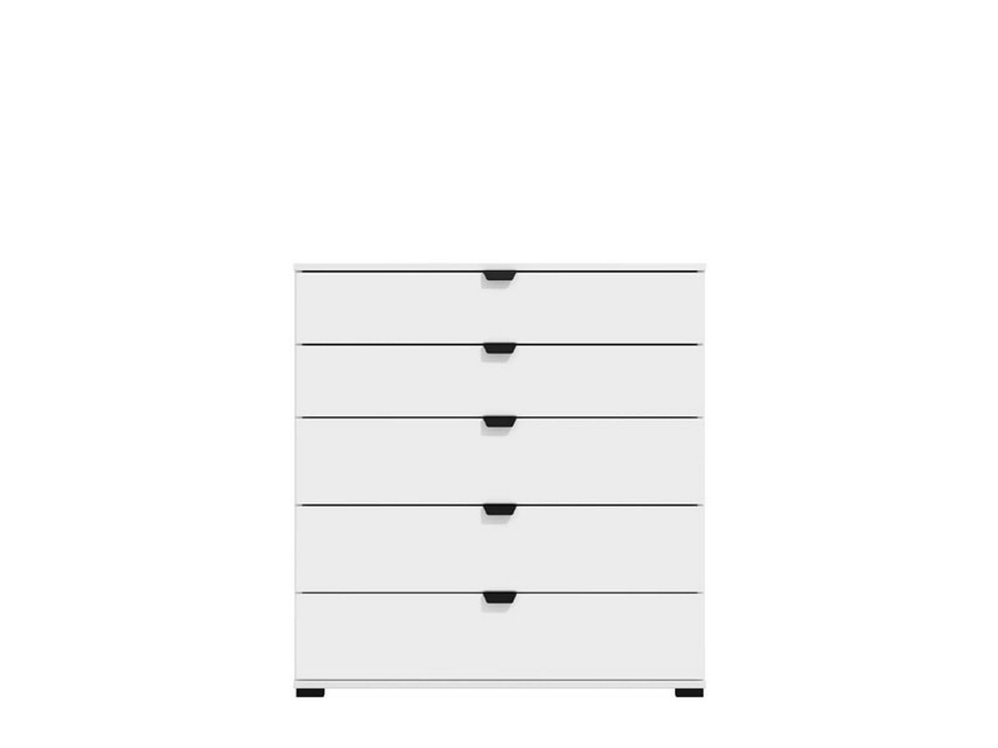 Dmora Cassettiera Chikeha 90x40x95h cm Bianco 5 Cassetti Apertura Scorrevole, Chiusura Scorrevole