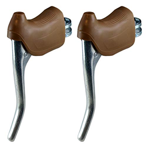 KIT 2x LEVE LEVA FRENO CON MARRONE PARAMANI COPRISUPPORTO GOMMA RICAMBIO VINTAGE FRENI BICI