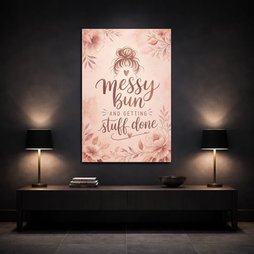 Impression sur toile fleurs messy bun de qualite galerie avec chassis 3cm - 3