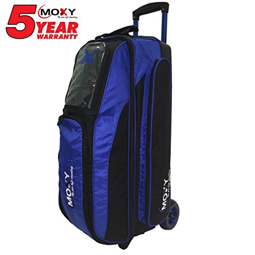Moxy Bowling Products Blade Triple Roller Bowling Bag- Royal/Black