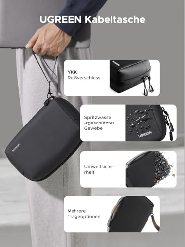 UGREEN Kabeltasche Zubehörtasche, Kabel Organizer Tasche Elektronik Zubehör Tech Pouch, Reise Cable Bag für Netzadapter, Maus… – Ansicht 5