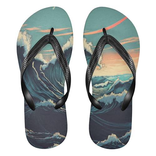 Burbuja Sea Wave Flip Flops for Women Men, Soft Thong Sandals Rubber Slippers for Pool Beach Essentials