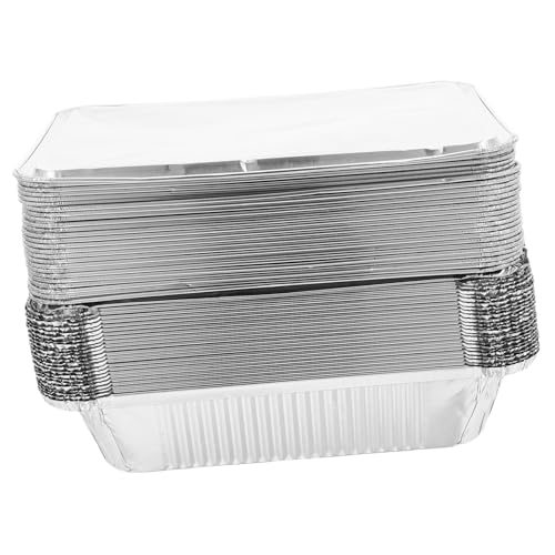 KICHOUSE 25個耐熱厚手アルミ箔トレイ 蓋付き使い捨て容器 食品衛生対応 強化アルミ製 ロースト パン調理 焼き料理対応 持ち運び便利 テイクア