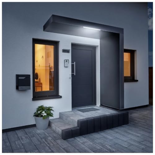 Gutta Vordach für Haustür mit Seitenteil - wetterfeste Aluminium Überdachung für Eingangstür - Sonnen- und Regenschutz für den Eingangsbereich & Fassade - 200 cm mit Seitenteil rechts und Briefkasten Gutta Vordach für Haustür mit Seitenteil - wetterfeste Aluminium Überdachung für Eingangstür - Sonnen- und Regenschutz für den Eingangsbereich & Fassade - 200 cm mit Seitenteil rechts und Briefkasten