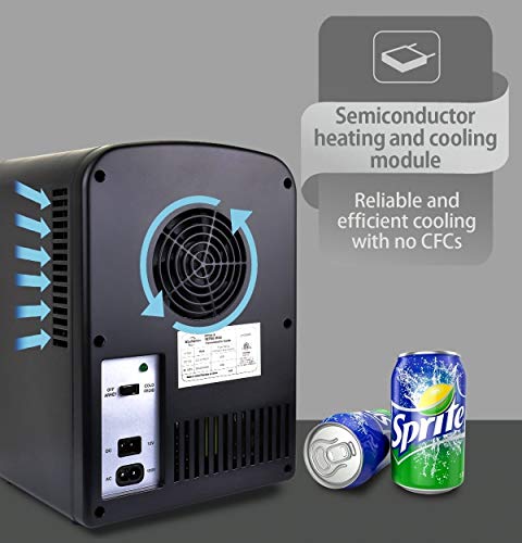 Koolatron KRT04-B Retro Personal Cooler 4 Liter/6 Can AC/DC Portable Mini Fridge, Thermoelectric Cooler in Black - for… - Image 6