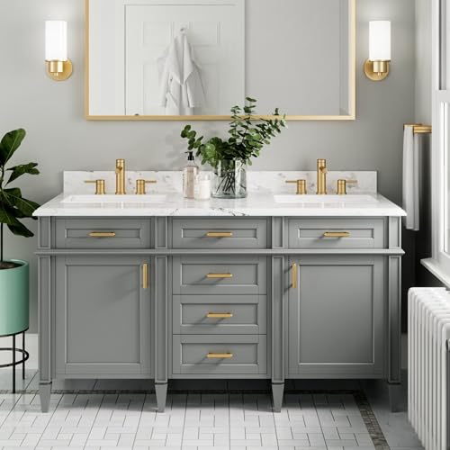 Image of Moen DN0761BG Iso 1-Light Dual-Mount Bath Bathroom Vanity Fixture with Frosted Glass, Brushed Gold