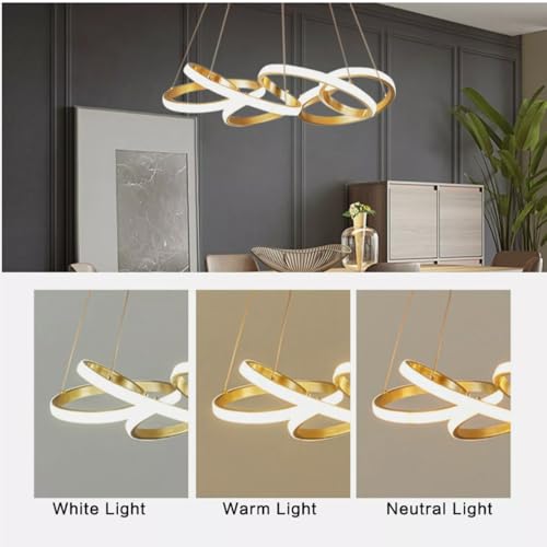Suspension LED moderne 78W dorée dimmable pour salle à manger