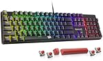 Redragon Mechanical Gaming Keyboard Wired, 11 Programmable Backlit Modes, Hot-Swappable Red Switch, Anti-Ghosting, Double-Shot PBT Keycaps, Light Up Keyboard for PC Mac