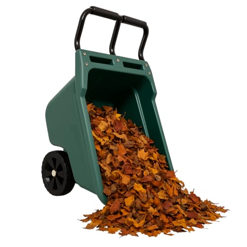 TRUTZHOLM Gartenwagen Transportwagen Schubkarre 250 kg Tragkraft – robuste Kunststoffwanne 98x55x64 cm, Stahlgriff grau gepolstert, 8 kg Gewicht, kippsicher, ideal für Erde, Laub, Holz, Einhandkarre