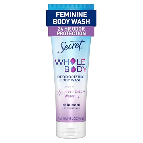 Secret Feminine Wash 24 HR Deodorizing Feminine Body Wash for Women Removes 6x Causes of Odor PH Balanced Safe to Use Everywhere Lilac & Waterlily Scent 8.0 Fl Oz