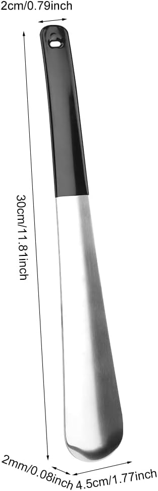 Xiaokeis Shoe Horn Long 12 Inch, Premium Stainless Steel Shoehorn, Shoe Helper for Seniors,Long Handle Shoe Horns for Men or Woman, Metal Shoe Horn for Handicap, Elderly Senior, Pregnancy(Black)