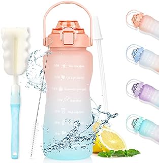 AOHAN 2 Litre Water Bottle with Straw , Motivational Sports Water Bottle with Time Markings , Large Water Bottle BPA Free, Leak Proof , Drinks Bottle for Gym,Running,Camping,Outdoor Sports