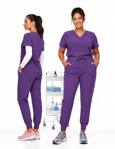 VECARDI Women's Stretch Scrub Jogger Pants High-Waisted with 5 Pockets - image 4