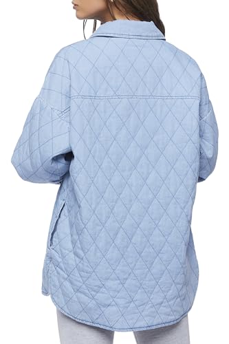 Forever 21 Women's Quilted Dolphin-Hem Shacket3