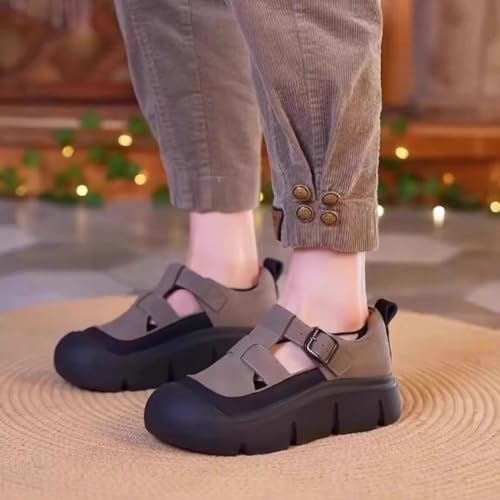 Aphrot Women Shoes,Closed Toe Hollow Orthopedic Sneaker,Trendy Leather Zip Thick Sole Sandals2