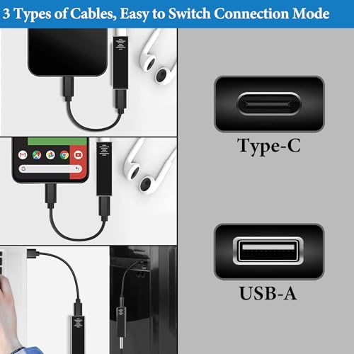 Geekria SJC01 Portable Headphone DAC/AMP with USB and Type-C Input, 3.5mm Audio Jack Output, Compatible with 384K/32Bit Hi-Res Apple Music Lossless Audio, PC, Laptop, Android Phones
