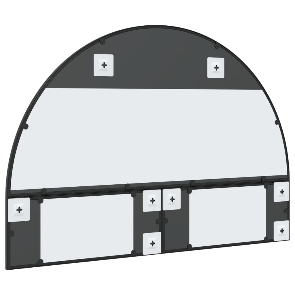 Wandspiegel Schwarz 100x70 cm Gewölbt Eisen mit Facettenschliff Rahmen, Wandmontage für Badezimmer Schlafzimmer Wohnzimmer Diele, Vintage Deko für Styling Makeup Rasur